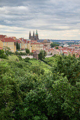 Fototapeta premium Cityscape view of Prague, capital of Czech republic, view from the Strahov monastery