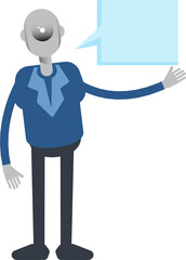 Robot Employee Character and Speech Bubble
