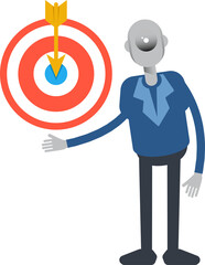 Robot Employee Character Holding Dart
