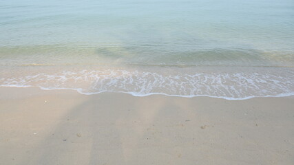 beautiful beach with sea wave and clean sand, natural background