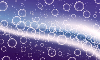 Purple soap circle bubbles. water nature soft light background.