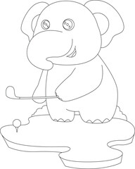 Elephant Golf Golf clubs Animal Vector Graphic Art Illustration