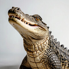Fototapeta premium Large crocodile on a white background. The look of a crocodile