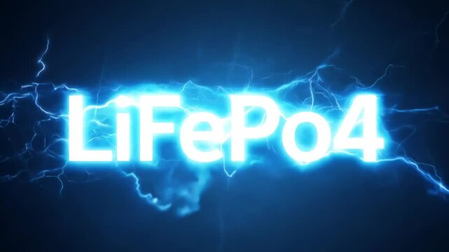 The inscription "LiFePo4" on the background of electrical discharges and a printed circuit board.
Concept: modern technologies, energy and batteries, innovation electricity.