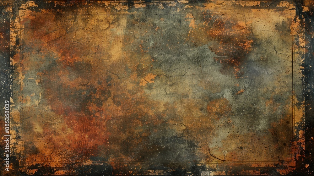 Poster grim abstract texture background with worn central section distressed frame for text or image