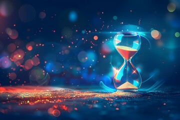 Enchanting Hourglass Amidst a Dreamy, Colorful Bokeh Background
