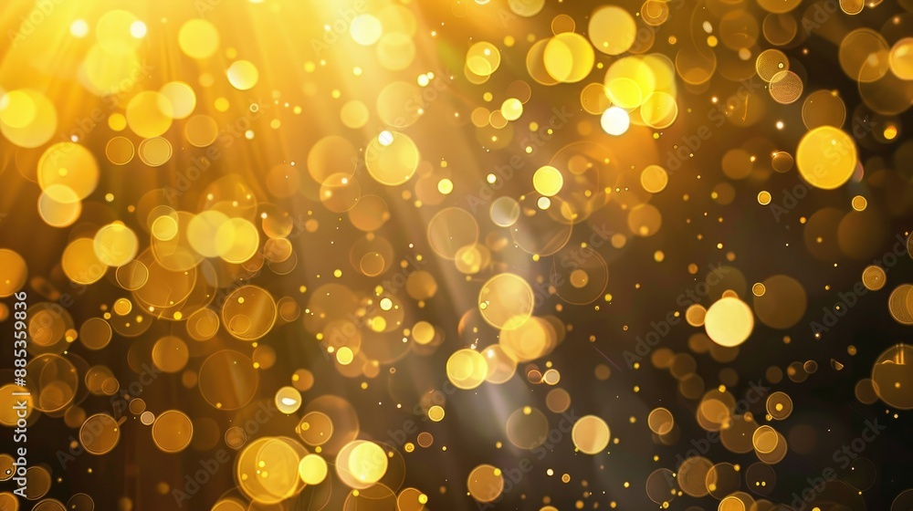 Poster golden bokeh circles with blurred background