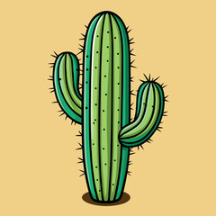 green cactus in flowerpot. vector graphic, illustration.