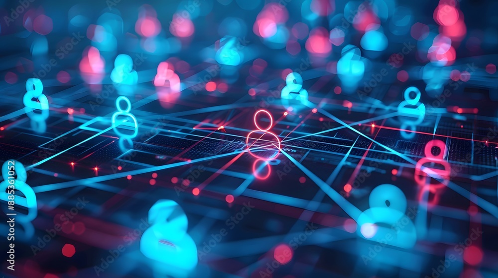 Poster digital network of connected users in a virtual space