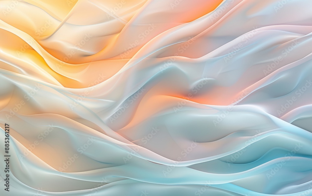 Aufkleber an abstract piece using gradients and fluid shapes to represent the seamless integration of technolo