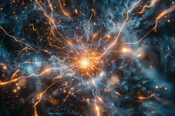 The Intricate Beauty of a Detailed and Colorful Fictional Electrical Spark Generated by AI