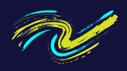 Abstract Sport Background with Cyan and Yellow Brush Texture. Grunge Background