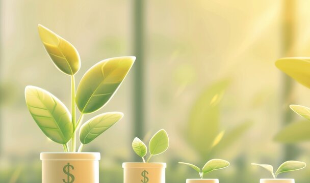 An illustration of a corporate sustainability initiative that includes energy-efficient practices to save money