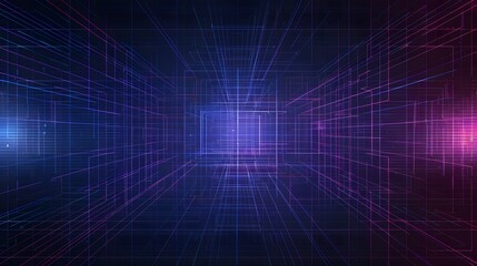 Blue and purple futuristic square grid technology background