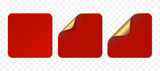 Vector red realistic paper stickers, sell tags isolated