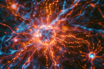 Fototapeta premium The Intricate Beauty of a Detailed and Colorful Fictional Electrical Spark Generated by AI