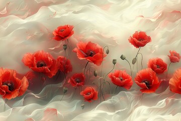 Red Poppies on a Dreamy Background