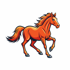 Obraz premium A running horse vector art illustration, solid color flat style, isolated white background (3)