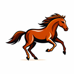 A running horse vector art illustration, solid color flat style, isolated white background (7)