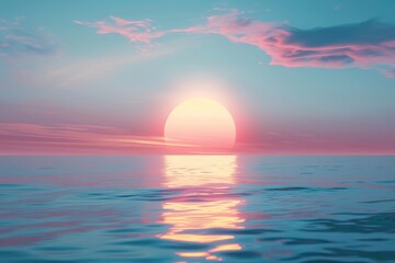 Sunset Over the Calm Ocean