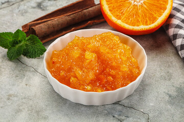Tasty homemade Orange jam in the bowl