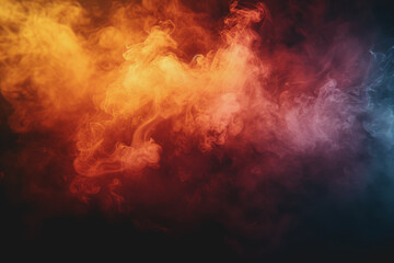 The powerful smoke is a fiery mix of red, yellow, and orange, like a volcanic eruption.