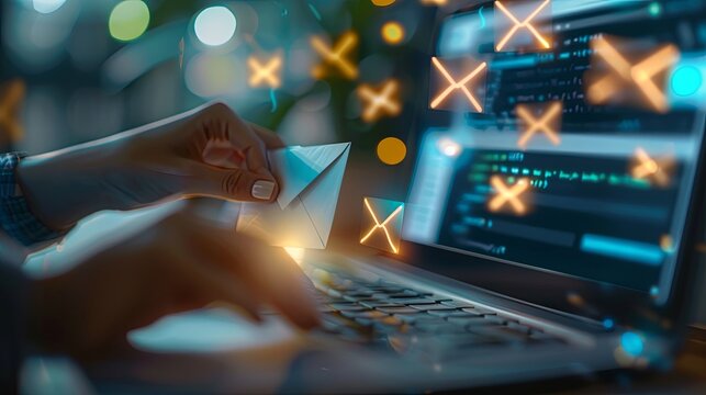 email marketing concept, email with notification alert, Direct selling project in customer list business for email