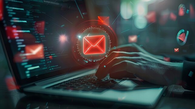 email marketing concept, email with notification alert, Direct selling project in customer list business for email