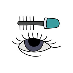 cosmetic make up eyelash hand drawn color vector illustration