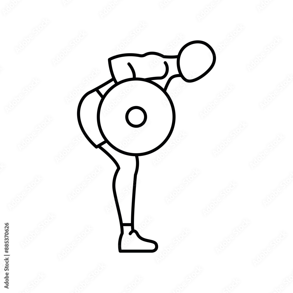 Poster bent over row line icon. vector isolated element.
