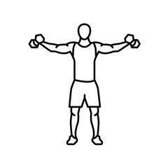 Lateral Raises line icon. Vector isolated element.
