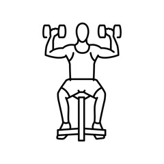 Seated Dumbbell Press line icon. Vector isolated element.