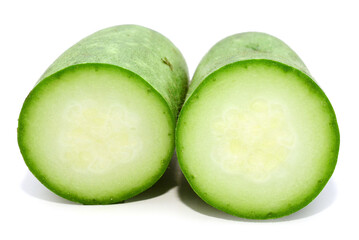 Fresh pumpkins are placed on a white background - stock photo

