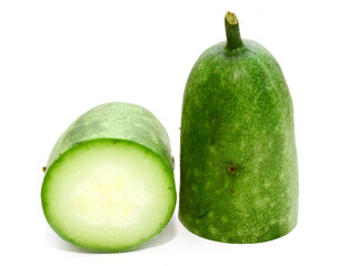 Fresh pumpkins are placed on a white background - stock photo
