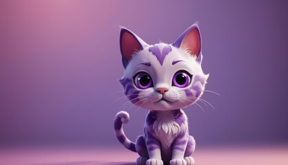 An adorable kitten with striking purple eyes
