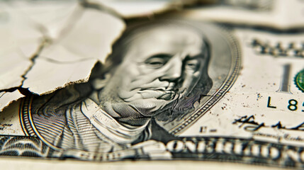 Close-Up Shot of a Damaged Hundred Dollar Bill
