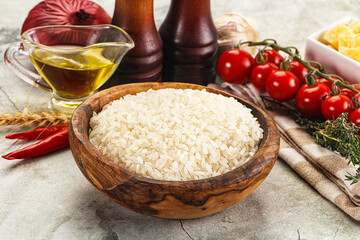 Dry Arborio rice for risotto
