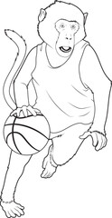 Monkey Basketball player Basketball Sports Animal Vector Graphic Art Illustration
