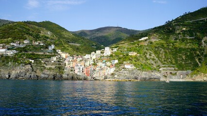 view from the boat, Riomaggiore, cinque terre, italy