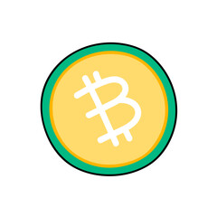 bitcoin cryptocurerency hand drawn color vector illustration