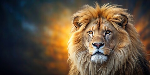 Fototapeta premium Majestic lion head with striking mane and intense gaze, lion, head, mane, majestic, wildlife, predator, feline