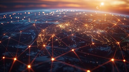 Obraz premium Global network connection to big data around the world.a nd tecnology internet metaverse concept 4K 