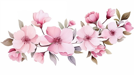 Obraz premium cute and beautiful pink flowers, white background
