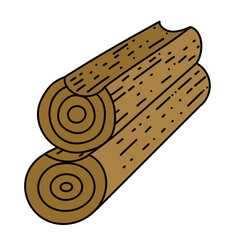 cabin wood log stack hand drawn color vector illustration