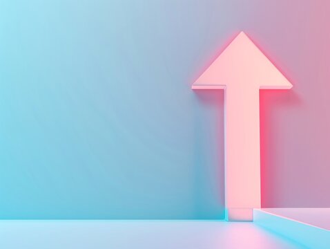 a white arrow pointing up