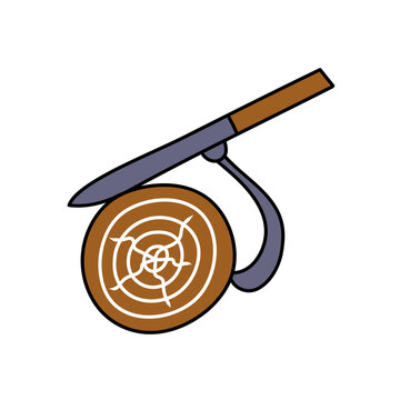 fishing reel with hook and knife clip art preview