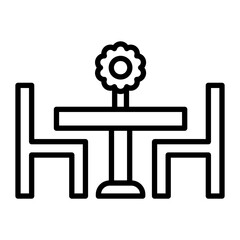 Dining Table Vector Line Icon