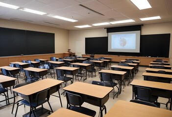 Fototapeta premium classroom with chairs and table