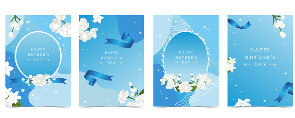 mother's day blue invitation with jasmine for a4 vertical design