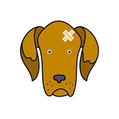 injured dog hand drawn color vector illustration